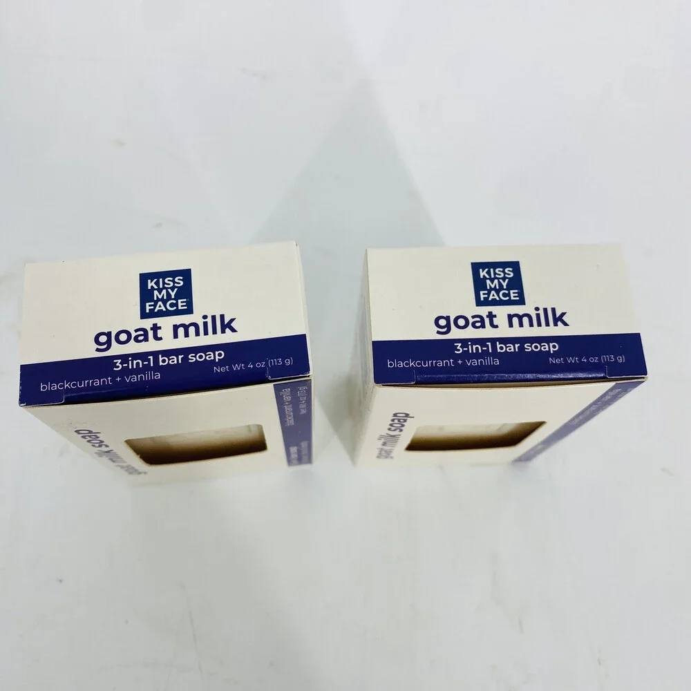 2 Pack Kiss My Face Goat Milk Soap Probiotic Shea Butter Black Currant Vanilla